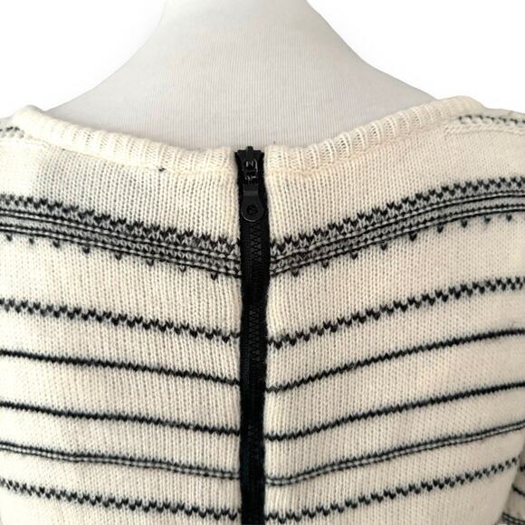 Just Taylor Women’s Sweater Dress White Black Striped Knit Lace Trim Size Large - Picture 7 of 10
